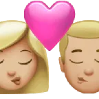 Apple platformu için kiss: woman, man, medium-light skin tone