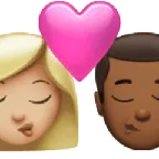 kiss: woman, man, medium-light skin tone, medium-dark skin tone for Apple platform