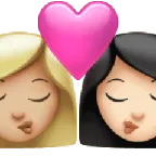 kiss: woman, woman, medium-light skin tone, light skin tone til Apple platform