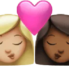 kiss: woman, woman, medium-light skin tone, medium-dark skin tone untuk platform Apple
