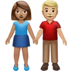 woman and man holding hands: medium skin tone, medium-light skin tone for Apple platform