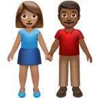 woman and man holding hands: medium skin tone, medium-dark skin tone for Apple platform