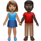 woman and man holding hands: medium skin tone, dark skin tone για την πλατφόρμα Apple