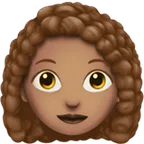 Apple platformu için woman: medium skin tone, curly hair