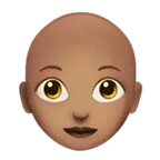 woman: medium skin tone, bald pour la plateforme Apple