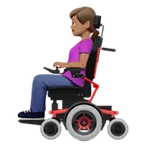 woman in motorized wheelchair: medium skin tone para a plataforma Apple