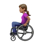 woman in manual wheelchair: medium skin tone สำหรับแพลตฟอร์ม Apple