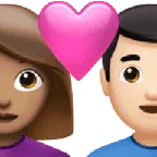 couple with heart: woman, man, medium skin tone, light skin tone untuk platform Apple