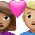 couple with heart: woman, man, medium skin tone, medium-light skin tone per la piattaforma Apple