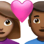 couple with heart: woman, man, medium skin tone, medium-dark skin tone per la piattaforma Apple