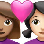 couple with heart: woman, woman, medium skin tone, light skin tone สำหรับแพลตฟอร์ม Apple