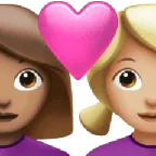 couple with heart: woman, woman, medium skin tone, medium-light skin tone para la plataforma Apple