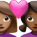 couple with heart: woman, woman, medium skin tone, medium-dark skin tone para a plataforma Apple