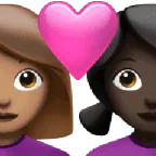 couple with heart: woman, woman, medium skin tone, dark skin tone para a plataforma Apple