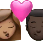 kiss: woman, man, medium skin tone, dark skin tone für Apple Plattform