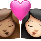 kiss: woman, woman, medium skin tone, light skin tone for Apple platform