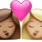 Apple প্ল্যাটফর্মে জন্য kiss: woman, woman, medium skin tone, medium-light skin tone
