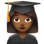 woman student: medium-dark skin tone til Apple platform