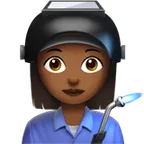 woman factory worker: medium-dark skin tone สำหรับแพลตฟอร์ม Apple
