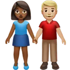 Apple dla platformy woman and man holding hands: medium-dark skin tone, medium-light skin tone