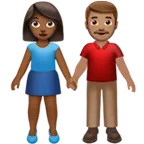 woman and man holding hands: medium-dark skin tone, medium skin tone για την πλατφόρμα Apple