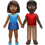 Apple cho nền tảng woman and man holding hands: medium-dark skin tone, dark skin tone