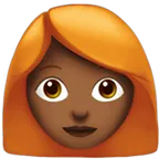 woman: medium-dark skin tone, red hair untuk platform Apple