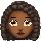 Apple dla platformy woman: medium-dark skin tone, curly hair