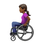 woman in manual wheelchair: medium-dark skin tone til Apple platform