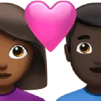 couple with heart: woman, man, medium-dark skin tone, dark skin tone für Apple Plattform