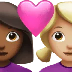 couple with heart: woman, woman, medium-dark skin tone, medium-light skin tone สำหรับแพลตฟอร์ม Apple