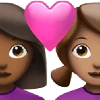 Apple cho nền tảng couple with heart: woman, woman, medium-dark skin tone, medium skin tone