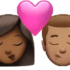 kiss: woman, man, medium-dark skin tone, medium skin tone alustalla Apple
