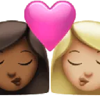 kiss: woman, woman, medium-dark skin tone, medium-light skin tone untuk platform Apple