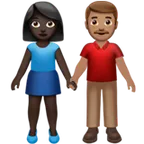 woman and man holding hands: dark skin tone, medium skin tone για την πλατφόρμα Apple