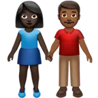 Apple cho nền tảng woman and man holding hands: dark skin tone, medium-dark skin tone