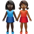 women holding hands: dark skin tone, medium-dark skin tone für Apple Plattform