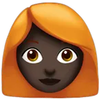 woman: dark skin tone, red hair untuk platform Apple
