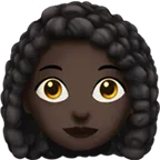 Apple platformu için woman: dark skin tone, curly hair