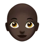 Apple platformu için woman: dark skin tone, bald