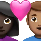 couple with heart: woman, man, dark skin tone, medium skin tone per la piattaforma Apple