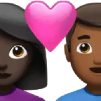 couple with heart: woman, man, dark skin tone, medium-dark skin tone für Apple Plattform