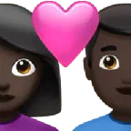 couple with heart: woman, man, dark skin tone สำหรับแพลตฟอร์ม Apple