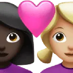 couple with heart: woman, woman, dark skin tone, medium-light skin tone สำหรับแพลตฟอร์ม Apple