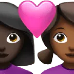 couple with heart: woman, woman, dark skin tone, medium-dark skin tone for Apple platform