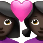 couple with heart: woman, woman, dark skin tone for Apple platform