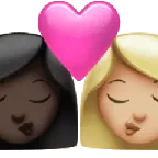 kiss: woman, woman, dark skin tone, medium-light skin tone untuk platform Apple