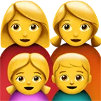 family: woman, woman, girl, boy untuk platform Apple