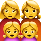 Apple प्लेटफ़ॉर्म के लिए family: woman, woman, girl, girl