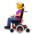 woman in motorized wheelchair لمنصة Apple